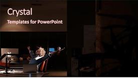  Presentation with dark night - Slide deck featuring lateral thinking - young man working on computer background and a wine colored foreground