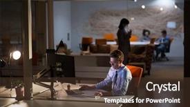  Presentation with dark night - PPT layouts featuring lateral thinking - young man working on computer background and a tawny brown colored foreground