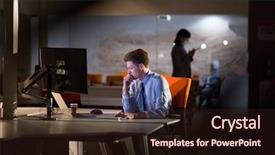  Presentation with dark night - PPT layouts consisting of lateral thinking - young man working on computer background and a wine colored foreground