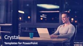  Presentation with dark night - Audience pleasing presentation consisting of lateral thinking - young man working on laptop backdrop and a navy blue colored foreground