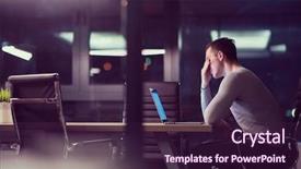  Presentation with dark night - Beautiful slide set featuring lateral thinking - young man working on laptop backdrop and a wine colored foreground