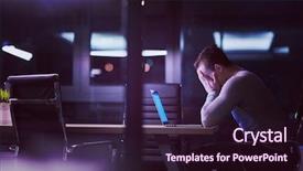  Presentation with dark night - Presentation design with lateral thinking - young man working on laptop background and a wine colored foreground