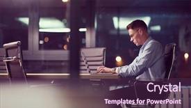  Presentation with dark night - Presentation design having lateral thinking - young man working on laptop background and a tawny brown colored foreground