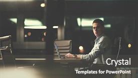  Presentation with dark night - Cool new slide deck with lateral thinking - young man working on laptop backdrop and a dark gray colored foreground