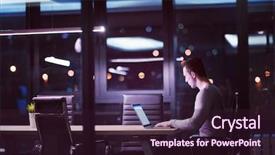  Presentation with dark night - Presentation having lateral thinking - young man working on laptop background and a  colored foreground