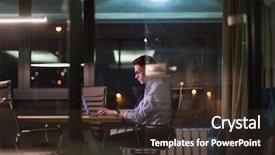  Presentation with dark night - Audience pleasing PPT layouts consisting of lateral thinking - young man working on laptop backdrop and a  colored foreground