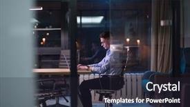  Presentation with dark night - Presentation theme having lateral thinking - young man working on laptop background and a wine colored foreground