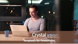  Presentation with dark night - Cool new presentation theme with lateral thinking - young man working on laptop backdrop and a coral colored foreground