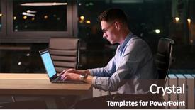  Presentation with dark night - Theme enhanced with lateral thinking - young man working on laptop background and a  colored foreground