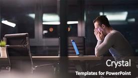  Presentation with dark night - PPT theme consisting of lateral thinking - young man working on laptop background and a  colored foreground