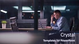  Presentation with later - Beautiful theme featuring lateral thinking - young man working on laptop backdrop and a  colored foreground