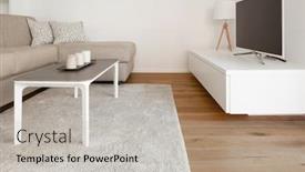  Presentation with minimal - Cool new slides with lateral view of modern minimal living nobody inside backdrop and a light gray colored foreground