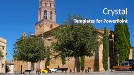  Presentation with santa - PPT theme with lateral-view-of-the-cathedral background and a ocean colored foreground