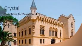  Presentation with facade - Presentation theme featuring lateral-view-of-the-main background and a light blue colored foreground