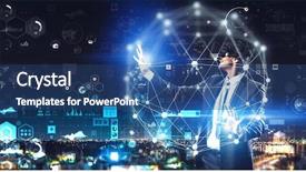  Presentation with mass media business technology internet - Amazing PPT theme having latest technologies for business mixed backdrop and a ocean colored foreground