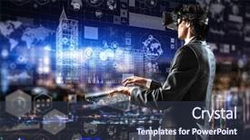  Presentation with mass media business technology internet - Audience pleasing PPT layouts consisting of latest technologies for business mixed backdrop and a  colored foreground