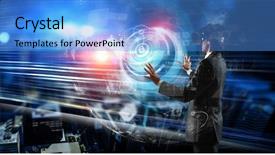  Presentation with media - Colorful presentation theme enhanced with latest technologies for business mixed backdrop and a  colored foreground