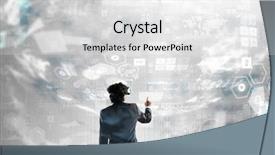  Presentation with media - Presentation theme featuring latest technologies for business mixed background and a  colored foreground