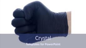  Presentation with waiter hand in white glove - Slide deck enhanced with latex-gloves-a-caucasian-mans background and a ocean colored foreground