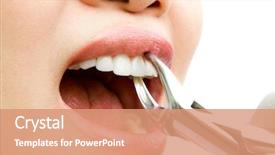  Presentation with latex gloves - PPT layouts with latex gloves hold extraction forceps background and a coral colored foreground