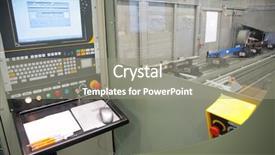  Presentation with lathe - Audience pleasing presentation design consisting of design manufacture - lathe control cabin backdrop and a gray colored foreground