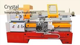  Presentation with lathe - Cool new presentation theme with lathe isolated under the white backdrop and a blonde colored foreground