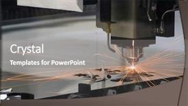  Presentation with laser cutting - Presentation design consisting of mechanical power plant - laser cutting machine background and a gray colored foreground