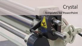  Presentation with mechanical engineering machine tools - Beautiful slide deck featuring part of a metalworking rolling backdrop and a  colored foreground