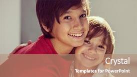  Presentation with special education cute kid - Slide deck consisting of latin - cute kid on table background and a coral colored foreground