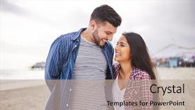  Presentation with california - Slide set with latin - happy couple walking on beach background and a  colored foreground