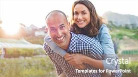  Presentation with shepherd carrying sheep on shoulder - PPT theme featuring latin - happy mature couple enjoying outdoors background and a coral colored foreground