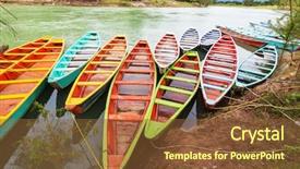  Presentation with fishing boats - Beautiful theme featuring latin america caribe - fishing boats in mexico backdrop and a tawny brown colored foreground