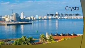  Presentation with skyline - Beautiful presentation design featuring latin america caribe - havana skyline on a sunny backdrop and a light blue colored foreground