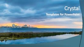  Presentation with panoramic - Beautiful slide deck featuring latin america caribe - high resolution panoramic view backdrop and a teal colored foreground