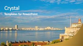  Presentation with latin america - Presentation design having latin america caribe - iconic castle of el morro background and a teal colored foreground