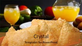  Presentation with snack - Audience pleasing presentation theme consisting of latin america caribe - pastel brazilian snack backdrop and a gold colored foreground