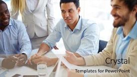  Presentation with gold people planning - Theme with latin american - business people meeting and planning background and a coral colored foreground