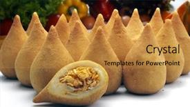  Presentation with fried chicken - Presentation consisting of latin american - coxinha de galinha - brazilian background and a gold colored foreground