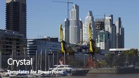  Presentation with destination - Slide deck featuring latin american - puerto madero touristic destination background and a dark gray colored foreground