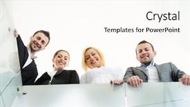  Presentation with railing - Audience pleasing PPT layouts consisting of latin american - successful business people on railing backdrop and a  colored foreground