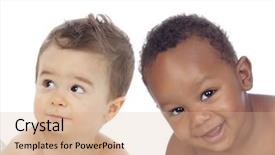  Presentation with children - Beautiful theme featuring latin american - two beautiful children looking backdrop and a coral colored foreground