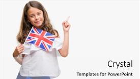  Presentation with unit rates uk flag - Slide set having latin american flags - brunette hispanic girl holding flag background and a white colored foreground