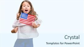  Presentation with america flag - Presentation with latin american flags - brunette hispanic girl holding flag background and a  colored foreground
