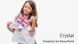  Presentation with unit rates uk flag - Slides enhanced with latin american flags - brunette hispanic girl holding flag background and a white colored foreground