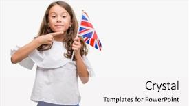 Presentation with united kingdom - Cool new PPT layouts with latin american flags - brunette hispanic girl holding flag backdrop and a white colored foreground