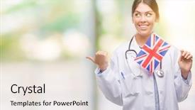  Presentation with united states and flag and eagle - Beautiful slides featuring latin american flags - young hispanic doctor woman holding backdrop and a  colored foreground