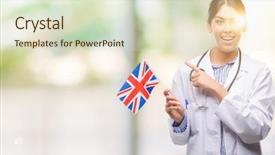  Presentation with united kingdom - PPT theme featuring latin american flags - young hispanic doctor woman holding background and a  colored foreground