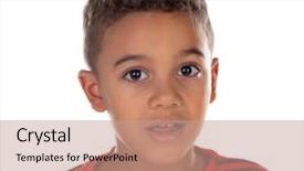  Presentation with red stripe - Colorful PPT theme enhanced with latin child with red stripe backdrop and a coral colored foreground