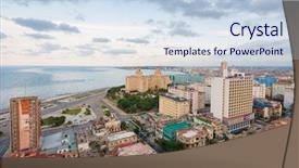  Presentation with neighborhood - Beautiful slide set featuring latin classics - panoramic view of havana backdrop and a sky blue colored foreground