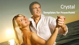  Presentation with dance beautiful couple dancing ballroom - Amazing PPT layouts having latin dance - young couple dancing near backdrop and a mint green colored foreground